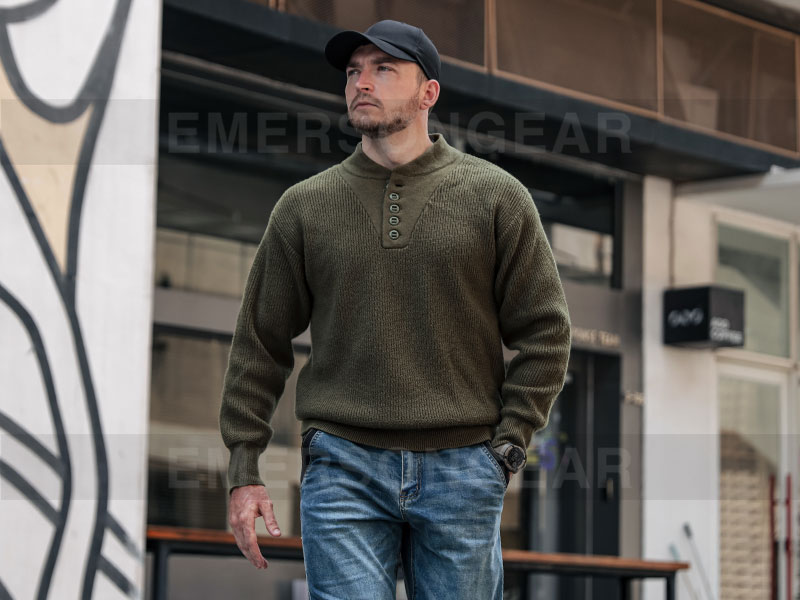 Emersongear Retro Style Warm Work High-Neck Sweater "Snow Fox"